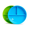 Munchkin® Stay Put Divided Suction Toddler Plates, Blue/Green
