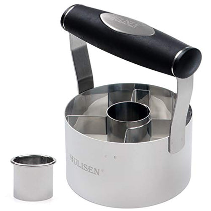 HULISEN Donut Cutter, 3.5 inch Stainless Steel Doughnut Cutter with Soft Grip Handle, and Small Biscuit Cutter, Professional Baking Dough Tools, Gift Package
