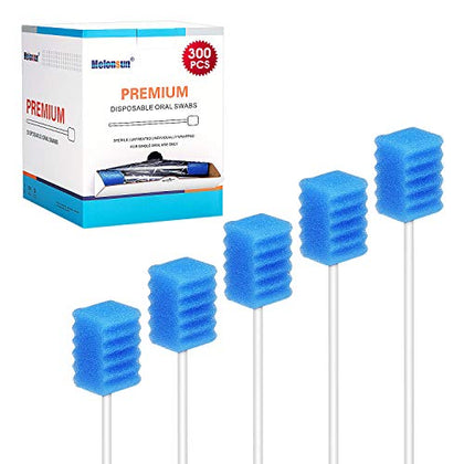 300 Pcs Oral Swabs-Unflavored & Sterile Disposable Dental Swabsticks for Mouth Cleaning- Individually Wrapped (Dental Blue)
