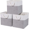 DECOMOMO Cube Storage Organizer Bins | Box Storage Cube Basket with Handles Fabric Cloth Bins for Organizing Shelf Nursery Home Closet (White & Grey, 13 x 13 x 13 inch - 3 Pack)