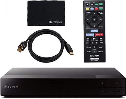Sony Blu Ray Player with WiFi. Video Streaming & Screen Mirroring, DVD Players for Tv, HD Bluray Playback, Includes Blue Ray/Cd Player, Full 1080p, Remote Control, HDMI Cable, Cleaning Cloth