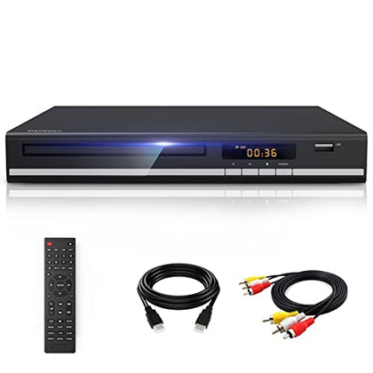 DVD Player, HDMI DVD Players for TV with Microphone & USB Input, All Region Free Disc Player, Support NTSC/PAL System HD 1080P with HDMI & AV Cable and Remote Control
