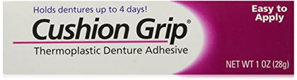 Cushion Grip Thermoplastic Denture Adhesive, 1 oz (Pack of 2) - Refit and Tighten Loose and Uncomfortable Denture [Not A Glue Adhesive, Acts Like A Soft Reline For Denture]