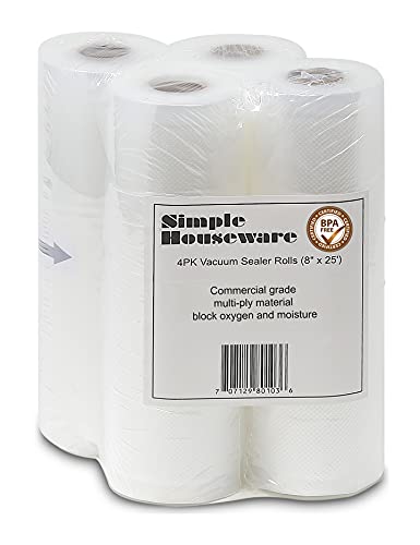 SimpleHouseware Vacuum Sealer Bags 8'' x 25' Sous Vide Bag Roll, 4-Pack