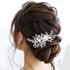 Jeairts Rhinestone Bride Wedding Hair Comb Flower Bridal Hair Pieces Leaf Side Combs Headpiece Crystal Wedding Hair Jewelry Accessories for Women and Girls (1-Silver)