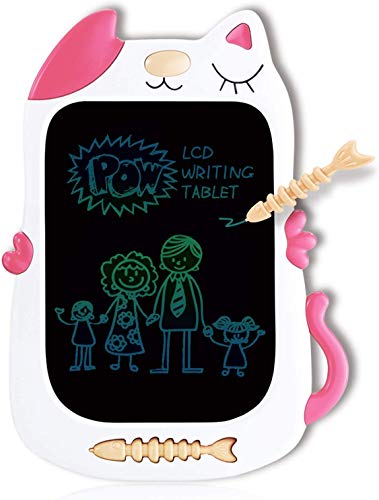 GJZZ Drawing Doodle Board Toys for 3 4 5 6 7 Year Old Girls Boys Gifts, LCD Writing Tablet and Scribble Board Learning Toy for Kids, Birthday Gift for Toddler - Pink White