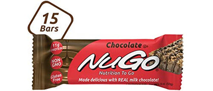 NuGo Protein Bar, Chocolate, 11g Protein, Gluten Free, 15 Count