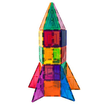 PicassoTiles 32 Piece Magnetic Building Block Rocket Booster Theme Set Magnet Construction Toy Educational Kit Engineering STEM Learning Playset Child Brain Development Stacking Blocks Playboard PT32