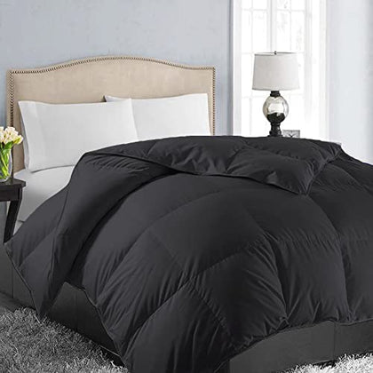 EASELAND All Season Twin/Twin XL Size Soft Quilted Down Alternative Comforter Reversible Duvet Insert with Corner Tabs,Winter Summer Warm Fluffy,Black,64x88 inches