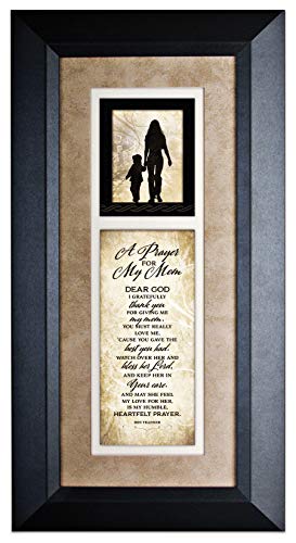 Dexsa Prayer for My Mom Wood Frame Wall Plaque for Mothers Day, Birthday Gift for Mom | Made in USA | Bonus Mom Gift, Mother-in-Law Picture Frame | Best Mom Plaque from Son or Daughter | 8x16 inches