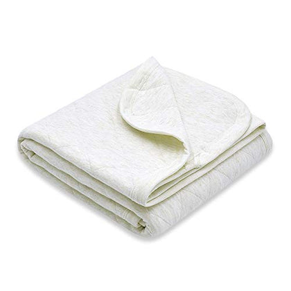 Organic Cotton Baby Blanket Warm, Breathable and Super Soft Quilted Toddler Blanket for Boys and Girls - Thermal Crib Blanket Thick and Light Weight 39x39 Inches Large - Ivory