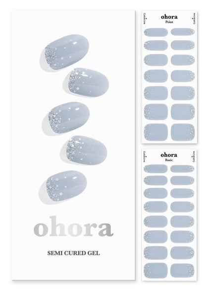 ohora Semi Cured Gel Nail Strips (N Felice) - Works with Any Nail Lamps, Salon-Quality, Long Lasting, Easy to Apply & Remove - Includes 2 Prep Pads, Nail File & Wooden Stick