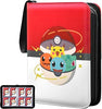 Trading Card Binder for Pokemon Cards, CHELSOND 4-Pocket Portable Card Collector Album Holder Book Fits 400 Cards with 50 Removable Sleeves, Display Storage Carrying Case for TCG-White