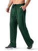 MAGNIVIT Men's Warm Up Running Pants Lightweight Sweat Pants with Stripes Green