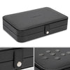 LANDICI Small Jewelry Box for Women Girls, PU Leather Travel Jewelry Organizer Case, Portable Jewellery Storage Holder Display for Ring Earrings Necklace Bracelet Bangle Watch Men Kids Gift, Black