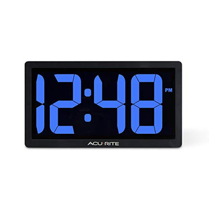 AcuRite 75111M 10-inch LED Digital Clock with Auto Dimming Brightness Blue