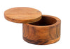 Kaizen Casa Acacia Wood Salt or Spice Box with Swivel Cover perfect for keeping table salt, gourmet salts, herbs or favorite seasonings, close at hand on your countertop.