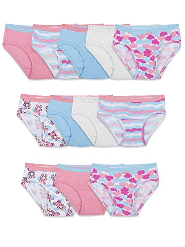 Fruit of the Loom Toddler Girls' Tag-Free Cotton Underwear, Hipster-12 Pack-Assorted Colors, 2-3T