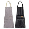 NLUS 2 Pack Kitchen Cooking Aprons, Adjustable Bib Soft Chef Apron with 2 Pockets for Men Women(Black/Brown Stripes)