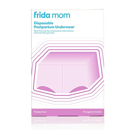 Frida Mom Disposable Boyshort Cut Postpartum Underwear |Super Soft, Stretchy, Breathable, Wicking, Latex-Free - Size - Regular, 8 Count