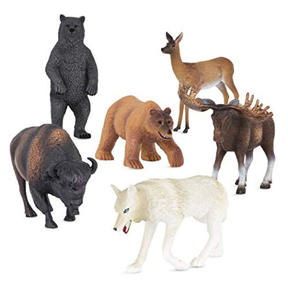 Terra by Battat - Wild Animal Figurines - 6 North American Animals - Bears, Wolf, Moose & More - Animal Toys For Kids - 3 Years + - North American Animals Set 2