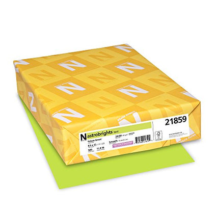 Neenah 21859 Astrobrights Color Paper, 8.5 x 11, 24 lb / 89 gsm, Vulcan Green, 500 Sheets