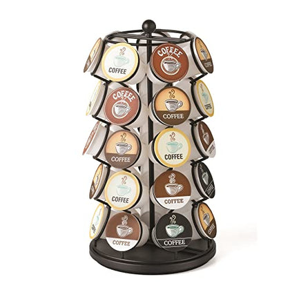 Nifty K Cup Holder - Compatible with K-Cups, Coffee Pod Carousel | 35 K Cup Holder, Spins 360-Degrees, Lazy Susan Platform, Modern Black Design, Home or Office Kitchen Counter Organizer