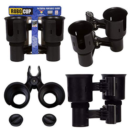 ROBOCUP, Updated Version, 12 Colors, Best Cup Holder for Drinks, Fishing Rod/Pole, Boat, Beach Chair, Golf Cart, Wheelchair, Walker, Drum Sticks, Microphone Stand (Black)