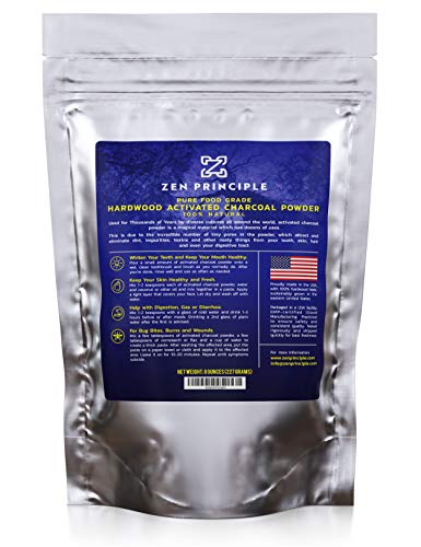 Zen Charcoal Hardwood Activated Charcoal Powder, 100% USA Trees, 8 oz