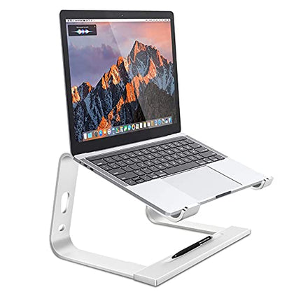 Laptop Stand for Desk?Stable MacBook Pro Stand?Ergonomic Aluminum Computer Riser for 12 13 15 16 17 inch ?Computer Cooling Stand for Mac MacBook Pro Air,HP, Dell, More PC Notebook (Light Silver)