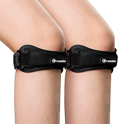 CAMBIVO 2 Pack Knee Braces for Knee Pain, Patella Knee Support Strap, Adjustable Patellar Tendon Stabilizer Band for Jumpers Knee, Tendonitis, Basketball, Running, Hiking, Volleyball, Tennis, Squats