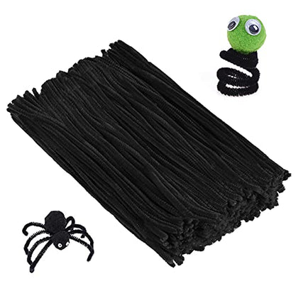 Cuttte Pipe Cleaners Craft Supplies - 300pcs Black Pipe Cleaners Chenille Stems for Craft Kids DIY Art Supplies (6 mm x 12 inch)