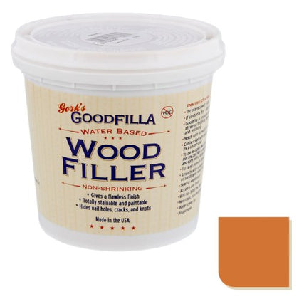 Water-Based Wood & Grain Filler - Red Oak - 1 Quart By Goodfilla | Replace Every Filler & Putty | Repairs, Finishes & Patches | Paintable, Stainable, Sandable & Quick Drying.