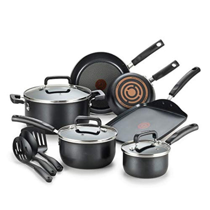T-fal Signature Nonstick Cookware Set 12 Piece Oven Safe 350F Pots and Pans, Dishwasher Safe Black