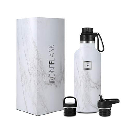 IRON °FLASK Sports Water Bottle - 32 Oz - 3 Lids (Narrow Spout Lid) Leak Proof Vacuum Insulated Stainless Steel - Hot & Cold Double Walled Insulated Thermos, Durable Metal Canteen