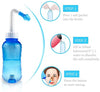Waterpulse Neti Pot Sinus Rinse, Nasal Wash Bottle Cleaner Pressure Irrigation Neti-Pot with Sticker Thermometer for Adult & Kid BPA Free(300ml with 30 Nasal Wash Salt Packets,Blue)