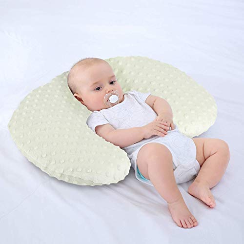 Nursing Pillow Cover Breastfeeding Pillow Cases Minky Dot Slipcover (Beige)