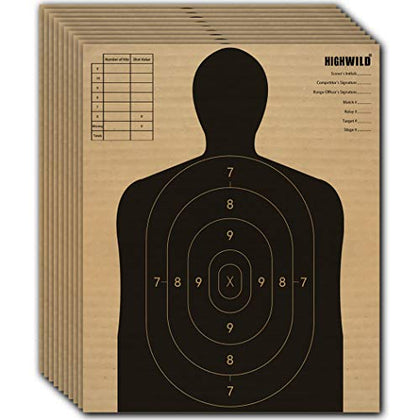 Highwild Paper Shooting Targets Silhouette Cardboard Targets for Shooting, Torso Paper Targets - ISPC/USPSA/IDPA (50 Pack - 13