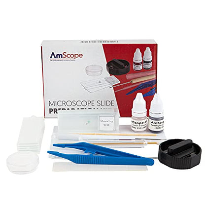 AmScope SP-14 Microscope Slide Preparation Kit Including Stains