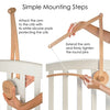 Clouds and Cactus Crib Mobile Arm 33 Inches for Baby Nursery - 100% Natural Beech Wood with Extra Matching Wooden Holder Attachment and Anti Slip Clamping System (Curved)