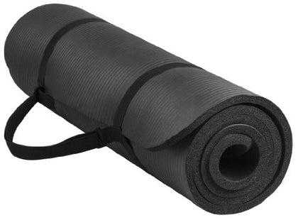 BalanceFrom All Purpose 1/2-Inch Extra Thick High Density Anti-Tear Exercise Yoga Mat with Carrying Strap, Black