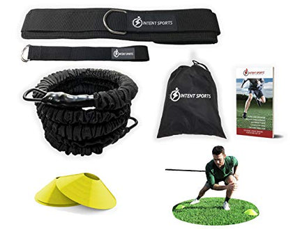 INTENT SPORTS 360° Dynamic Speed Resistance and Assistance Trainer Kit 8 Ft. Strength 80 Lb Resistance Running Bungee Band (Waist). Solo or Partner. Multi-Sport Maximize Power, Strength, Speed! eBook!