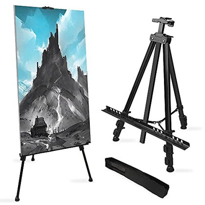 RRFTOK 72Inches Display Easel Stand,Art Adjustable Metal Easel for Painting Canvases Height from 22-72for Table-Top/Floor Painting, Displaying