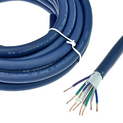 Conext Link MSC918-20 20 Feet 9 Conductors Blue Speed Wire Primary Wire Speaker Cable 18 AWG Gauge GA 100% OFC Copper Stranded Trailer ?11993?