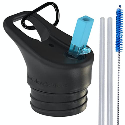 Coldest Insulated Standard Mouth Size - Hydro Sports Straw Cap Flip Top Lid - Multi-Compatible with Standard Flask Mouth Size - Black Standard (for 12, 21, Gallon Lids) Standard Mouth