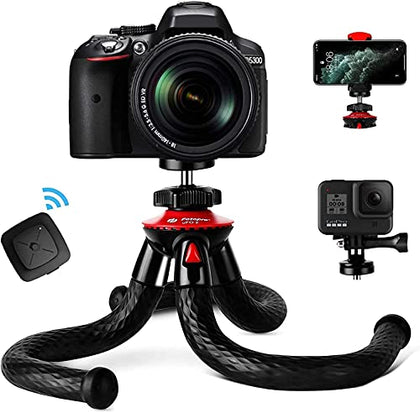 Tripod for iPhone, Fotopro Flexible Camera Tripod with Remote for iPhone 12 XS,Samsung, Waterproof and Anti-Crack Phone Tripod Stand for GoPro, Portable Travel Tripod for Live Streaming Vlogging Video