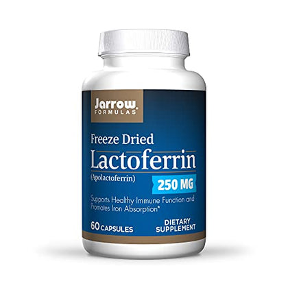 Jarrow Formulas Lactoferrin 250 mg - Immune-Supporting Glycoprotein - For Healthy Immune System Support & Iron Absorption - Freeze Dried - Gluten Free - Non-GMO - 60 Capsules (Servings)