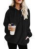 Century Star Womens Fuzzy Hoodies Pullover Cozy Oversized Pockets Hooded Sweatshirt Athletic Fleece Hoodies Black Small