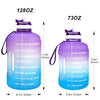 BuildLife 1 Gallon Water Bottle with Time Marker and Straw -Large Water Bottle- Motivational Water Bottles with Times to Drink, Leak Proof BPA Free Gallon Water Jug for Sports(Purple/Blue,1 Gallon)