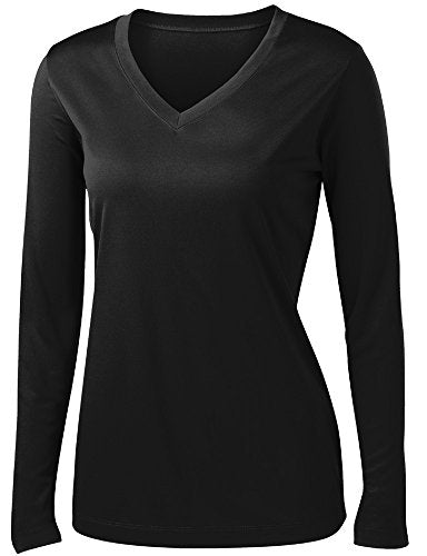 Women's Long Sleeve Athletic Tops for Women Workout and Running Shirts - Athletic Compression Shirt Black-XS